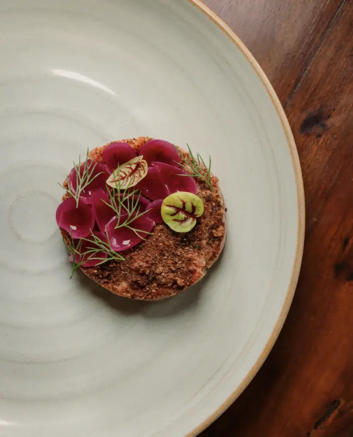 Beef tartare on rye bread with dill, Shaffa GastroBazar, Balangan, Bukit
