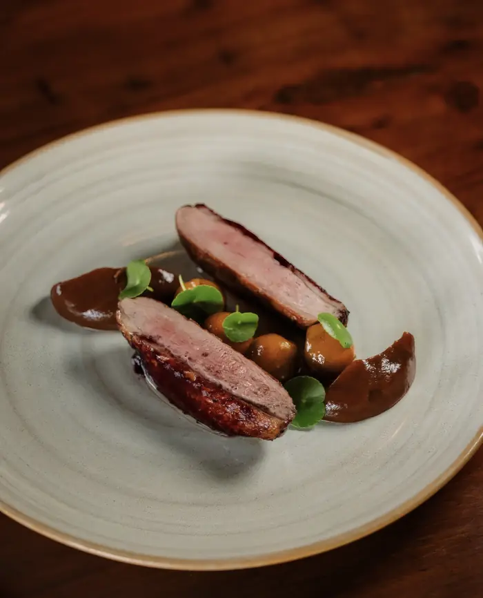 Duck breast with black apple purée and kumquat, Shaffa GastroBazar, Balangan, Bukit
