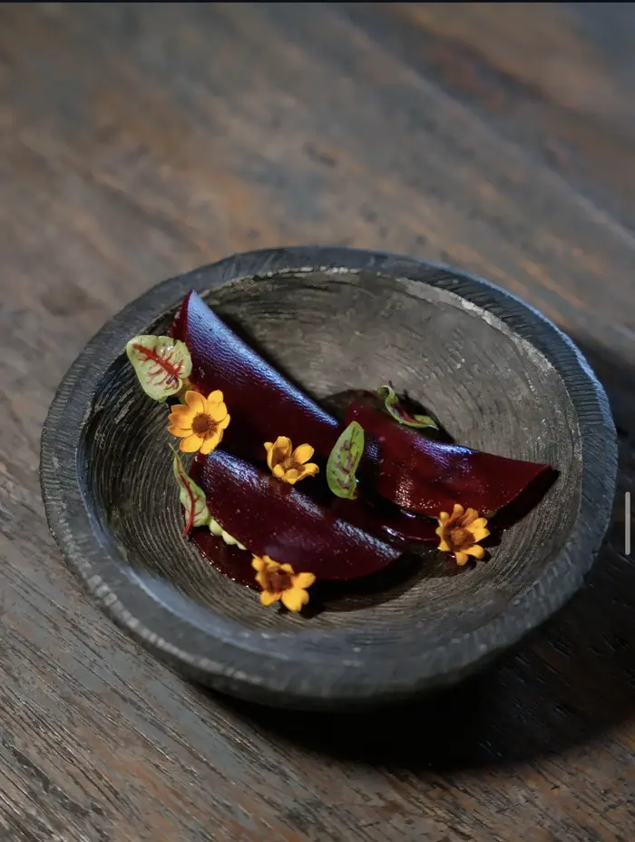 Fermented beetroot with flowers, Shaffa GastroBazar, Balangan, Bukit