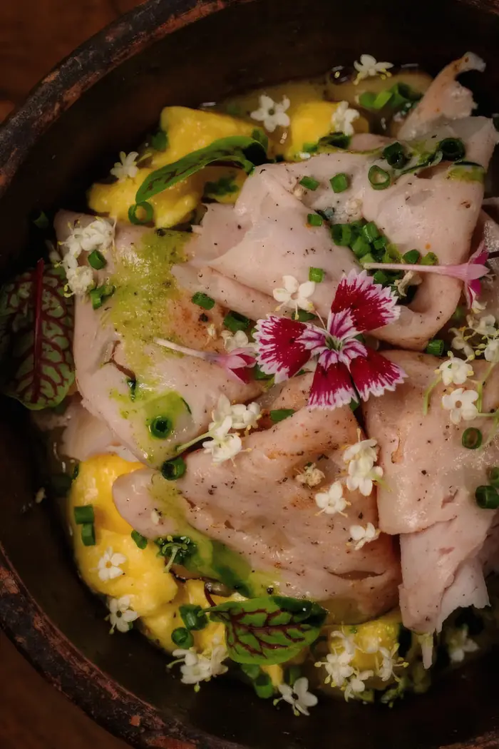 Mortadella with herbs and flowers, Shaffa GastroBazar, Balangan, Bukit