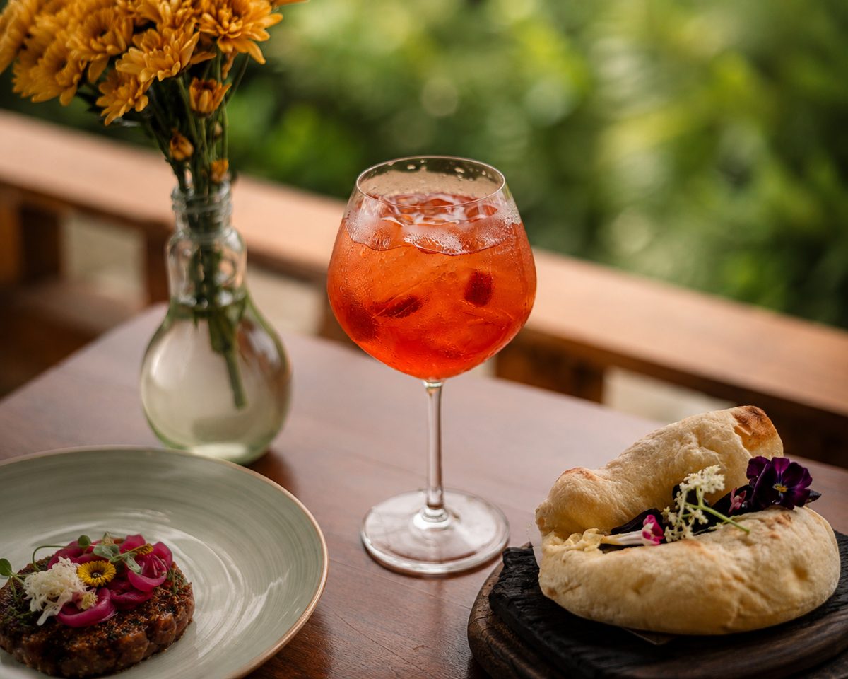 A cocktail on the terrace at Shaffa GastroBazar, Balangan