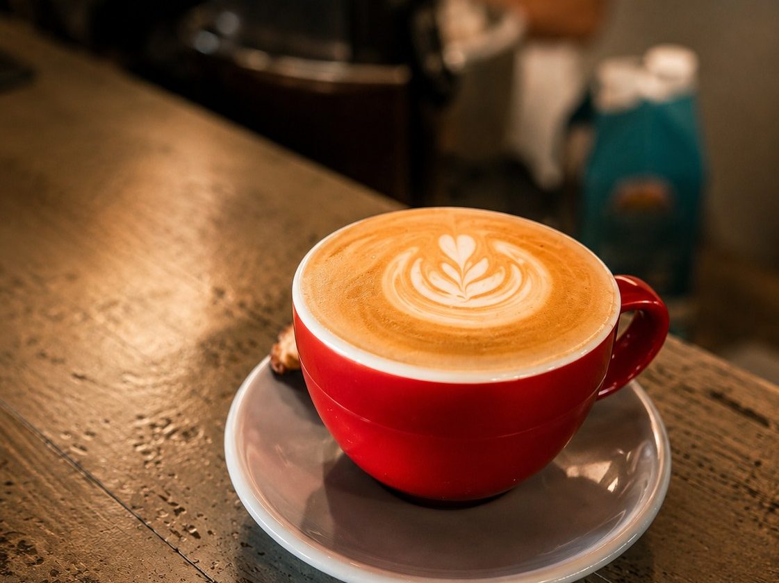 A latte at Shaffa GastroBazar in Balangan, Uluwatu