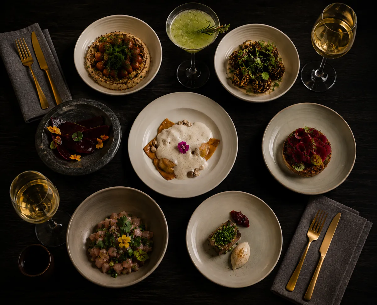 Plates to share on the table at Shaffa GastroBazar, Uluwatu